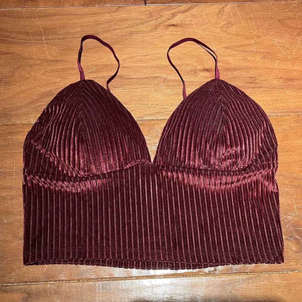 Burgundy Velvet Strappy Bralette
